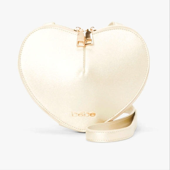 Bebe Gold Heart Shaped Crossbody Bag - Picture 1 of 5
